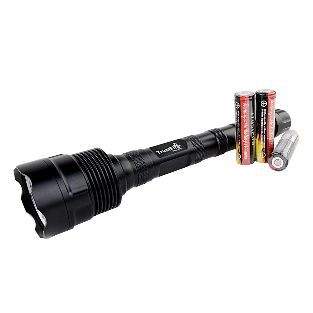 TrustFire TR-3T6 LED Flashlight, Super Bright 3800 Lumens, Waterproof 5 Light Modes, Large Flashlight with 2X or 3X Rechargeable Batteries (Batteries Not Included)