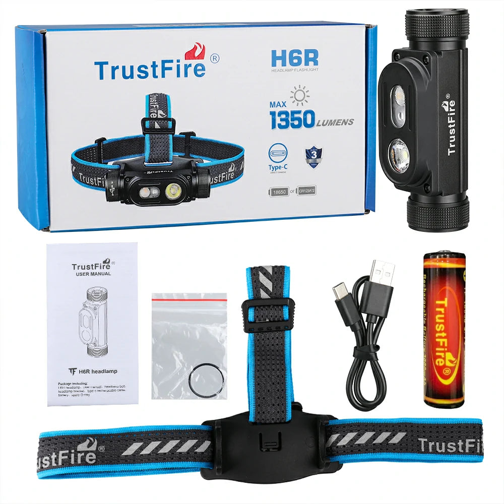 TrustFire H6R Rechargeable Headlamp 1350 Lumens-TrustFire Flashlight