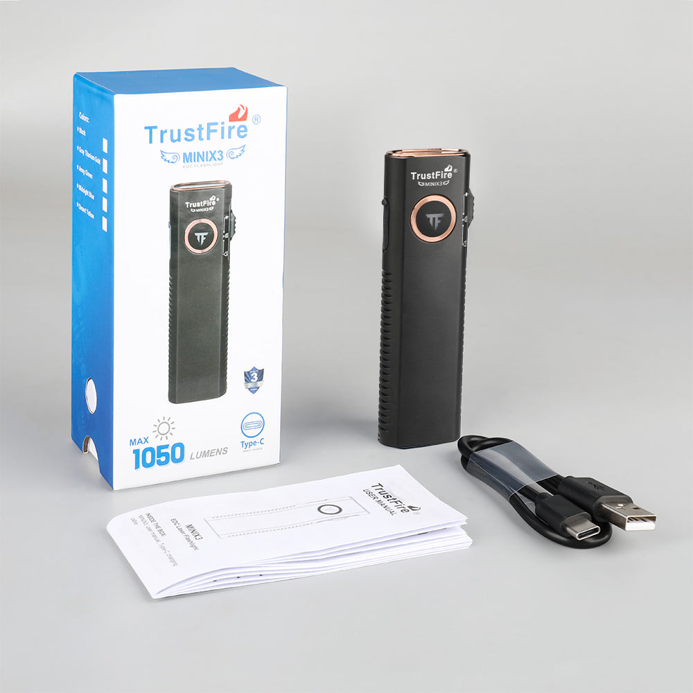 TrustFire Mini X3 EDC Flashlight With white light, flood light, UV and